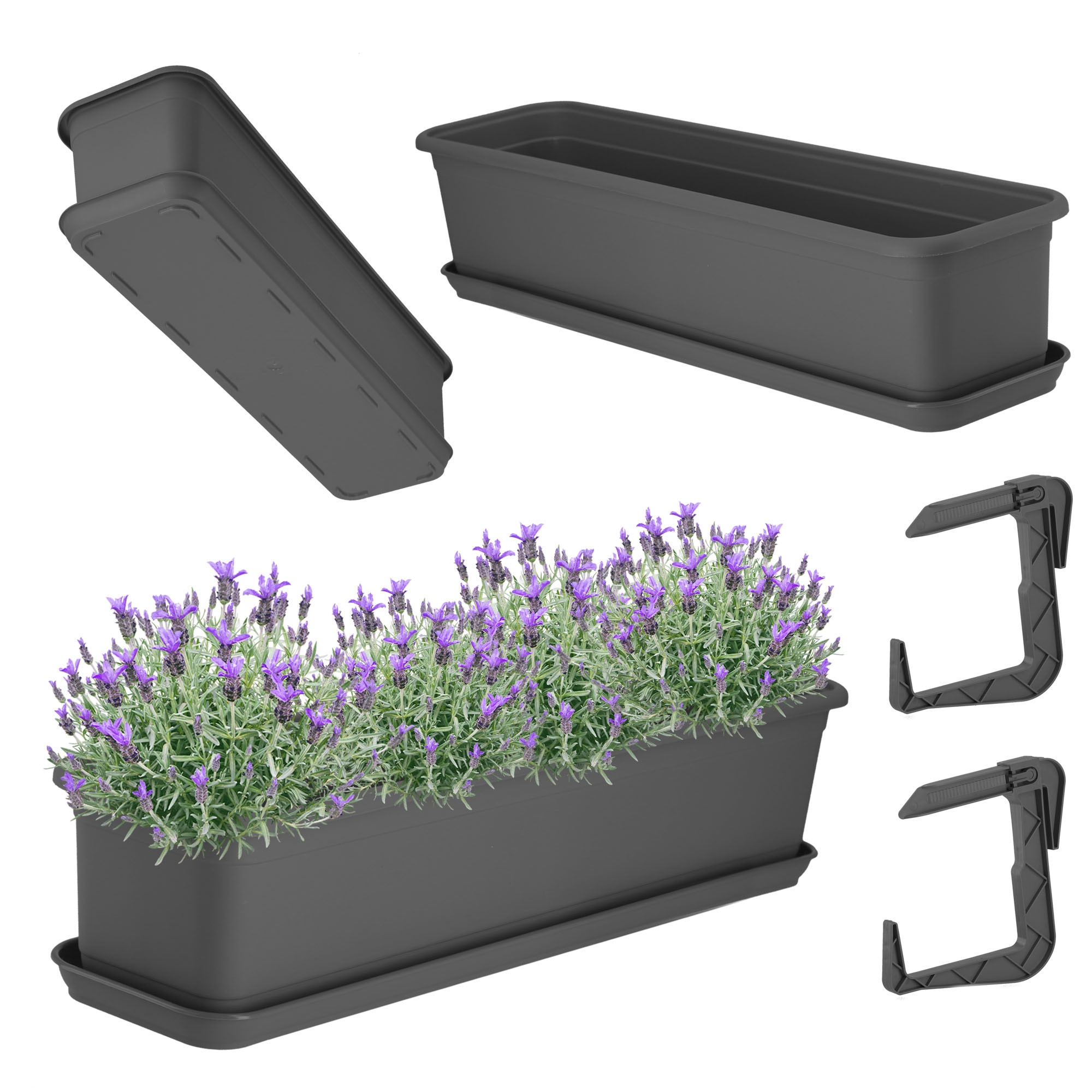 Kadax Skrzynka Balkonowa Doniczka 60cm z Uchwytami
