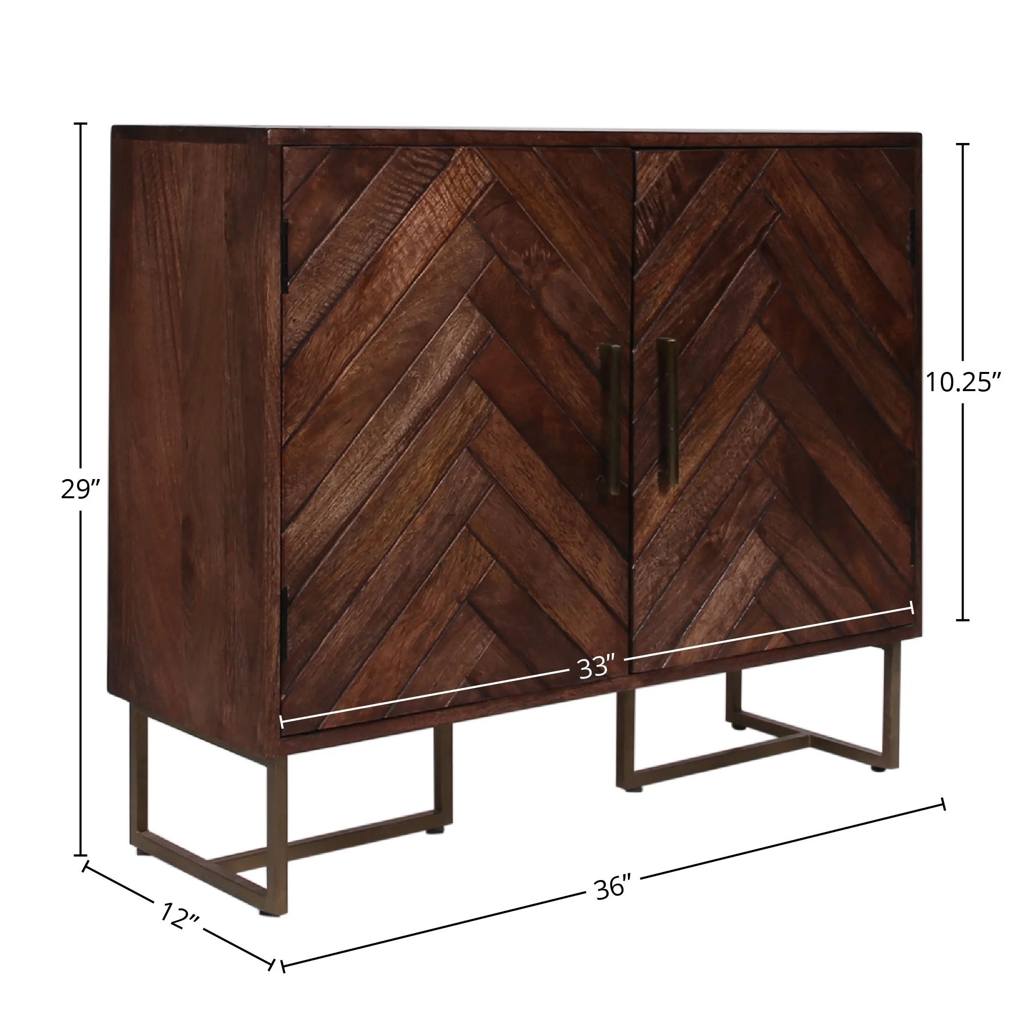 Winnifred 2-Door Chevron Mango Wood Cabinet