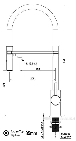 Mitigeur de cuisine 3 Voies Chromé Robinet Bec Noir Orientable Et Douchette 2 Jets Détachable