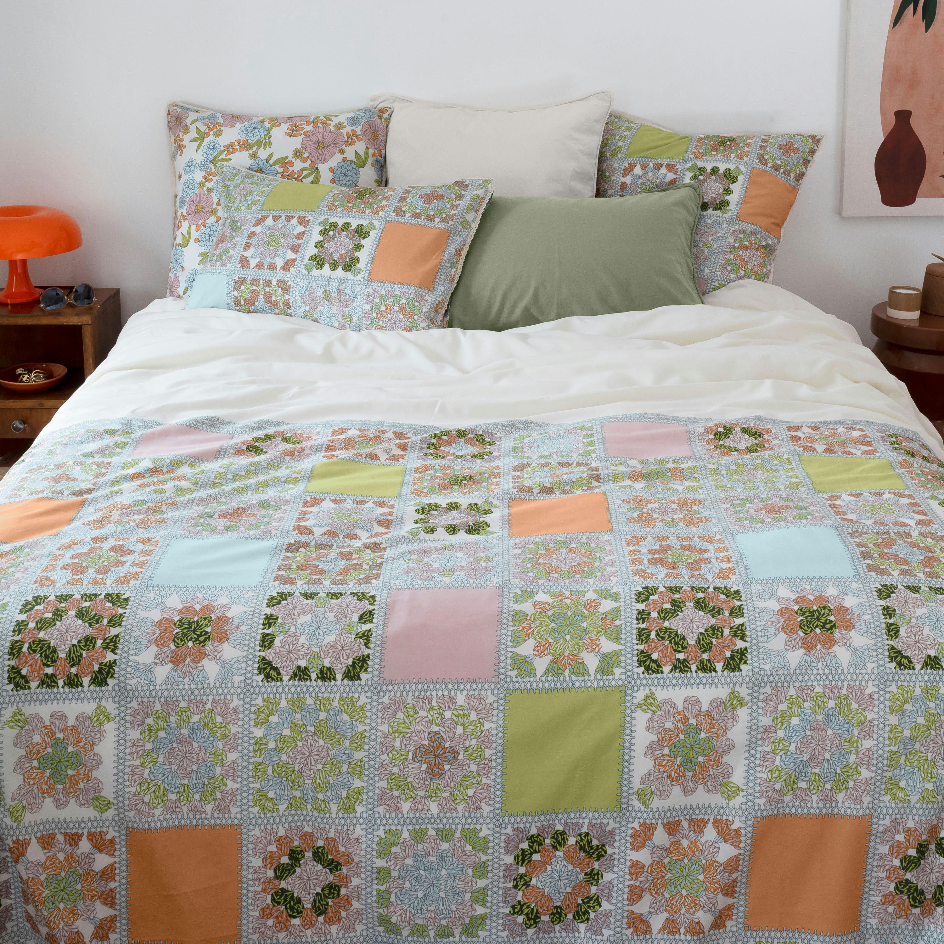MELI MELO - Housse de couette réversible pur coton imprimé beige 140 x 200 cm