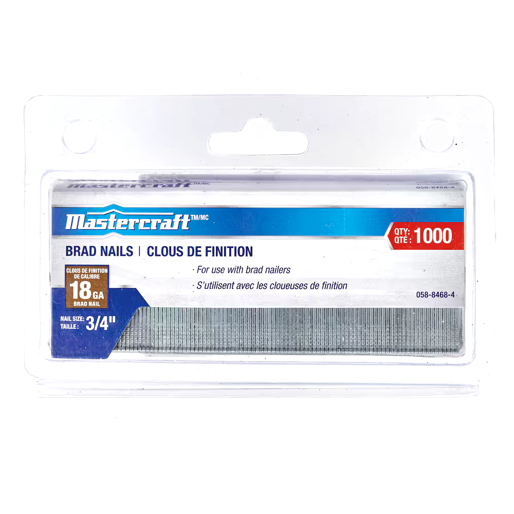 Mastercraft 18-Gauge Galvanized Steel Brad Nails, 3/4-in, 1000-pc