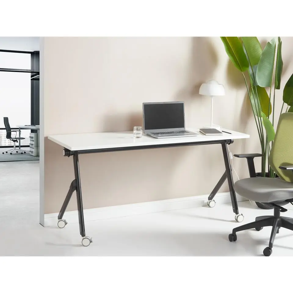 BENDI - Inklapbaar bureau - Wit/Zwart - 160 x 60 cm - Staal