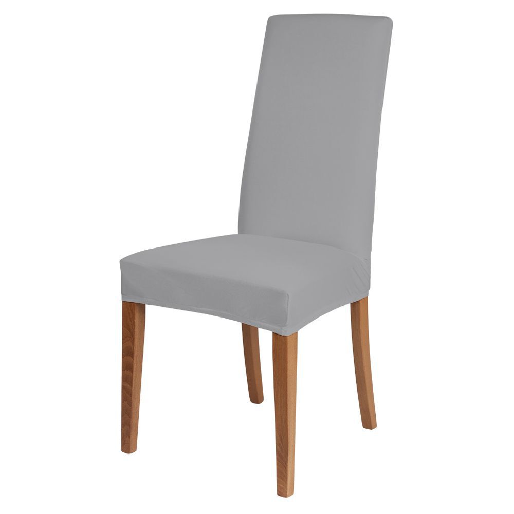 Housse de chaise microfibre extensible uni gris