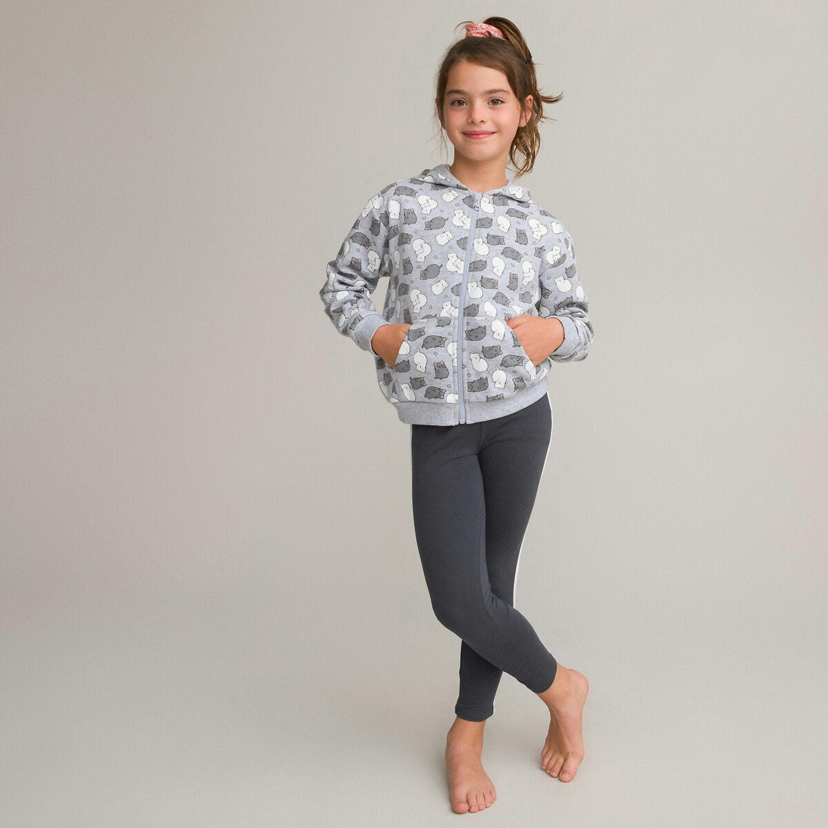 Veste d'interieur en molleton imprimé chat kawaï