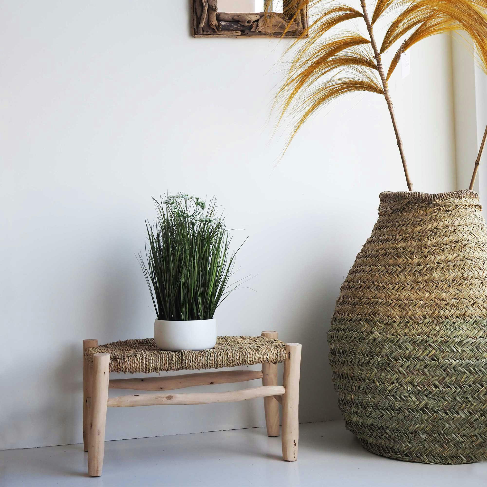 MOROCCO - Petit banc marocain tressé en corde