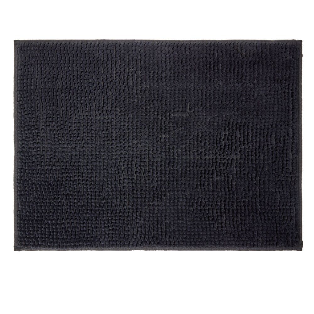 Tapis de salle de bain chenille noir 45x65cm