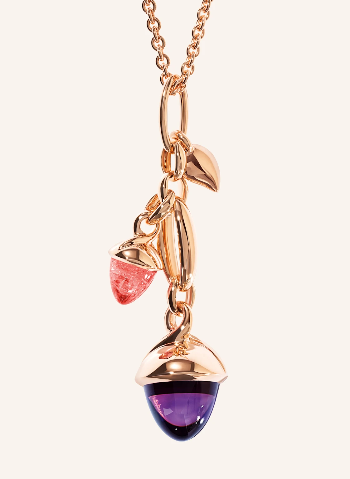 TAMARA COMOLLI Ohrhänger OHRHÄNGER MIKADO DANGLING 2 ACORNS - 'WILDBERRY' 18K Roségold