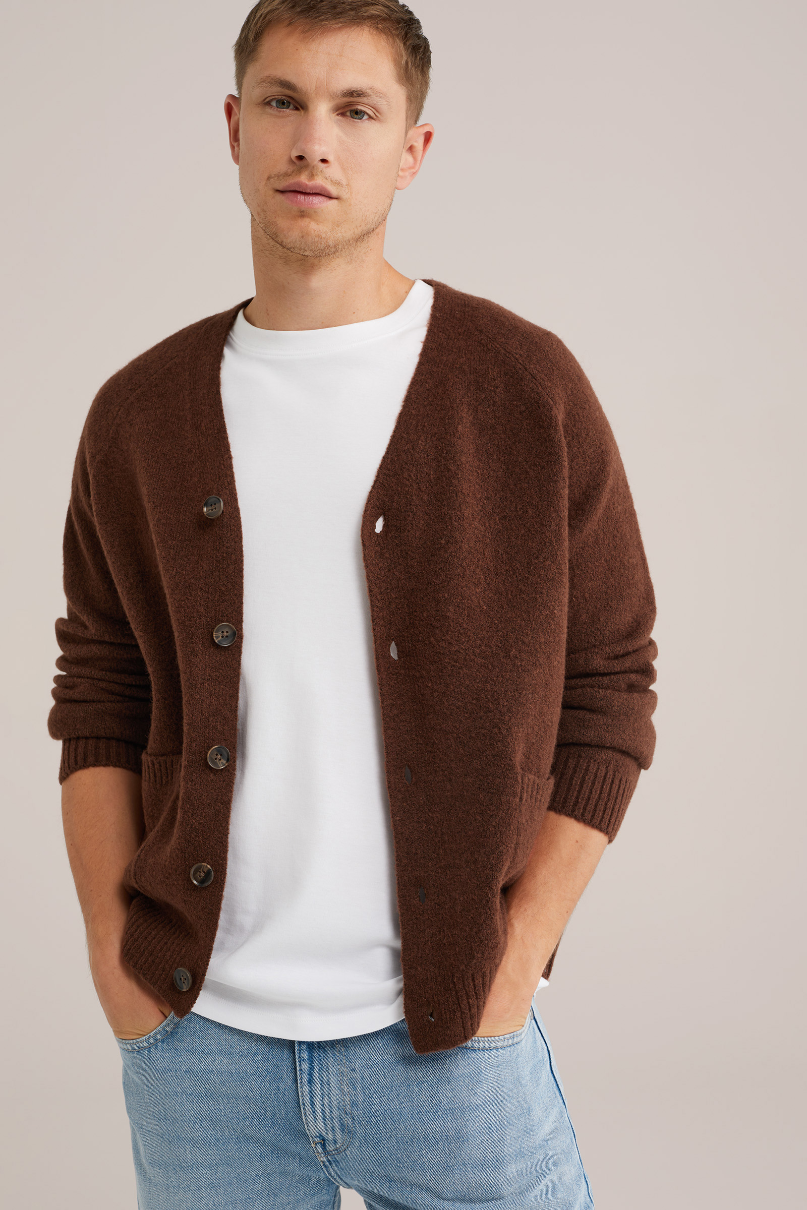 Heren regular fit fijngebreid vest