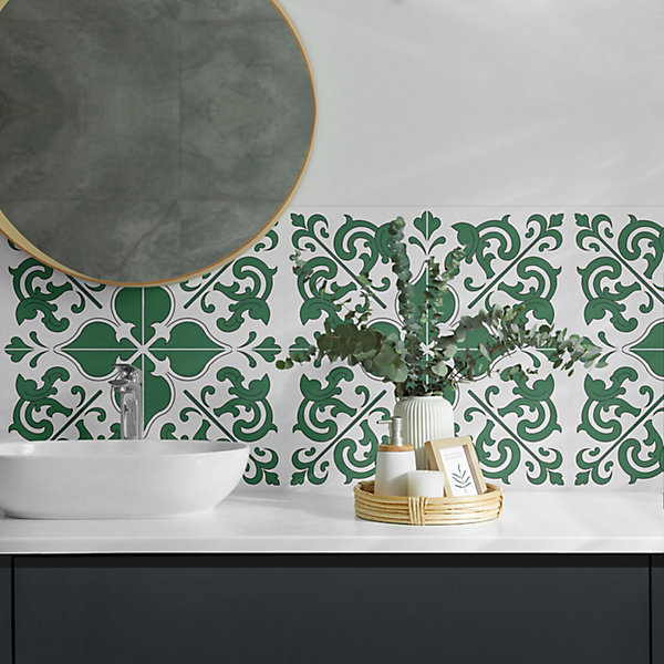 Panneau Décoratif Wallfluent 50x50 cm Motif Végétal Avec Ornements 4 pièces