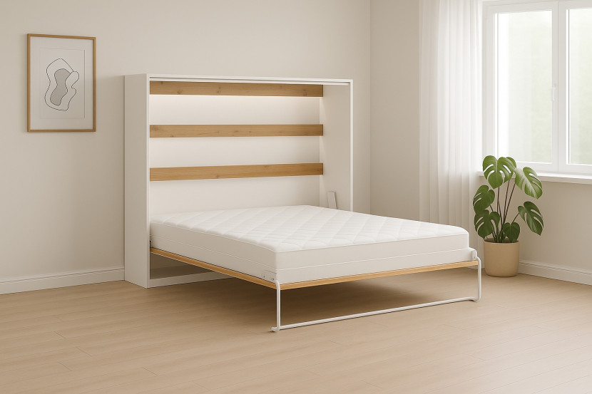 Półkotapczan Perfekt 160x200 poziomy z materacem Dąb Biały