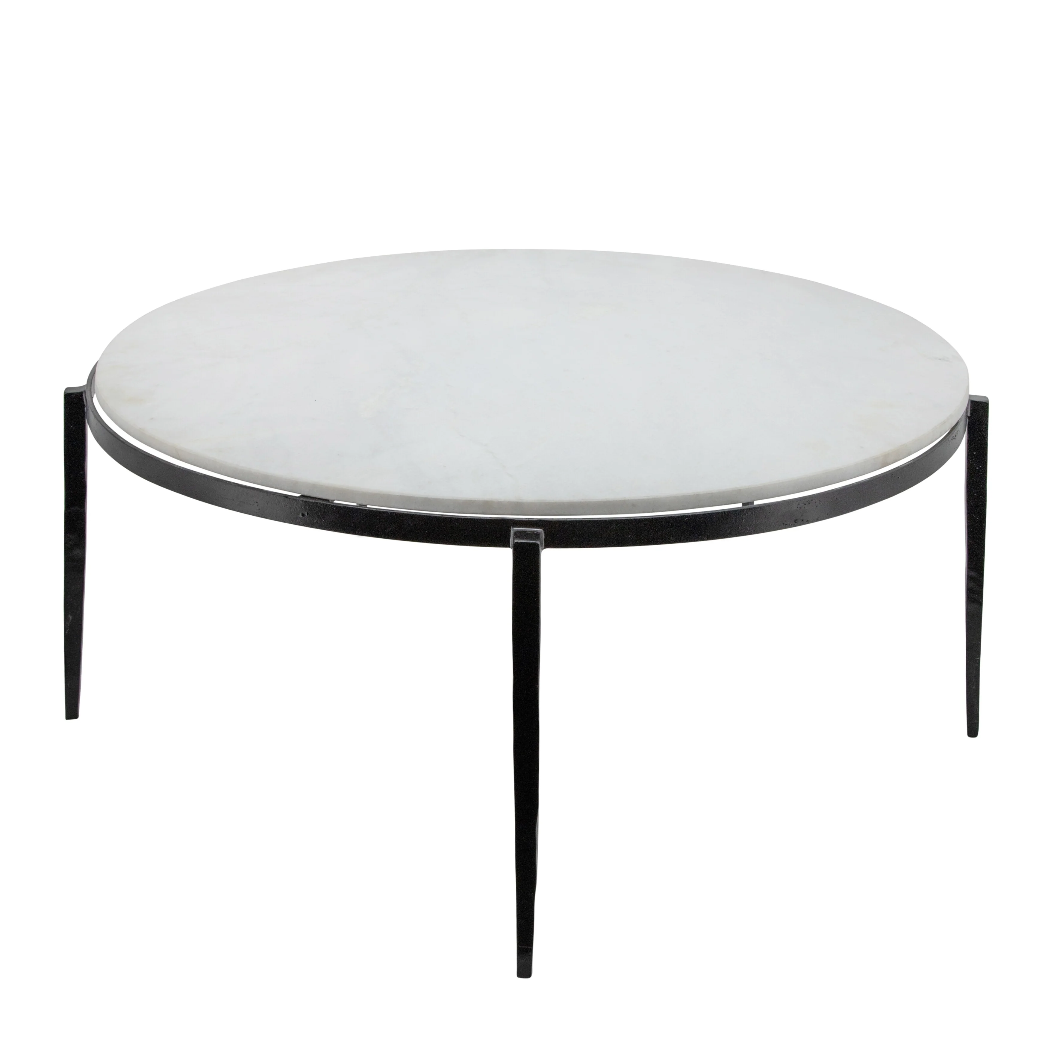 Sagebrook Home Round Modern Coffee Table Contemporary Black and White Metal and Marble - 34 x 34 x 17