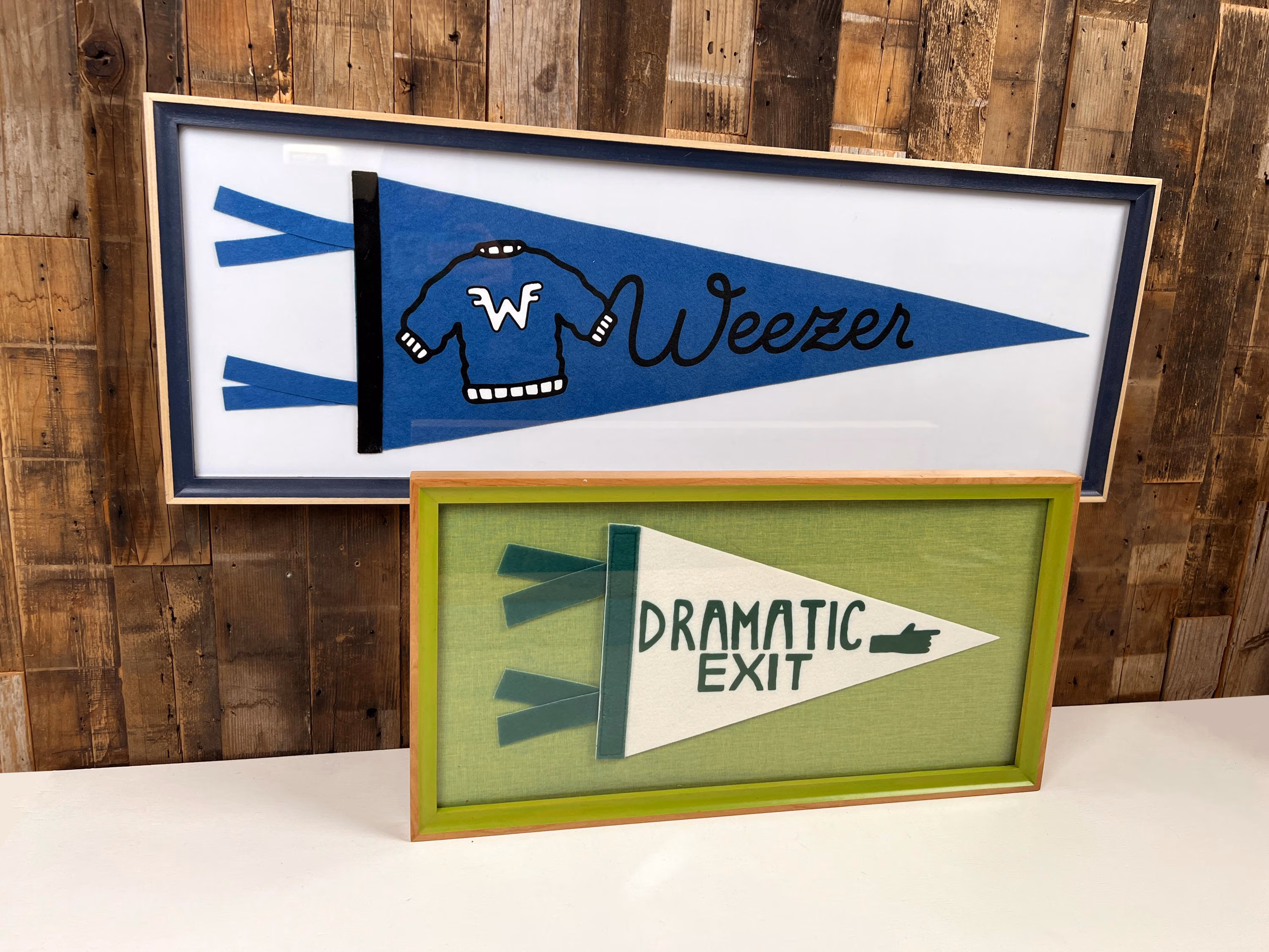 Picture Frame for Pennant Flag in Foxy Minus Style - Choose Your Color & Size - Includes mat - Free Shipping!