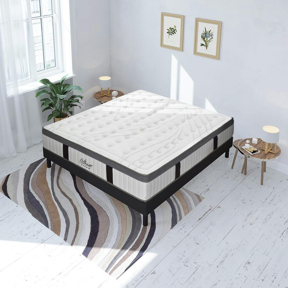 ALTESSE - Ensemble matelas à Mémoire de forme et sommier noir 90x190