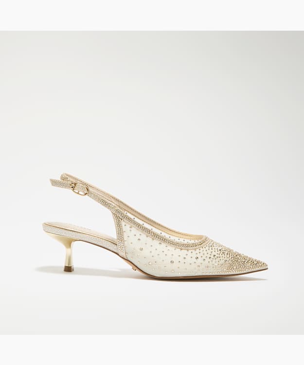 Cirelle Gold - Embellished Slingback Court Shoes