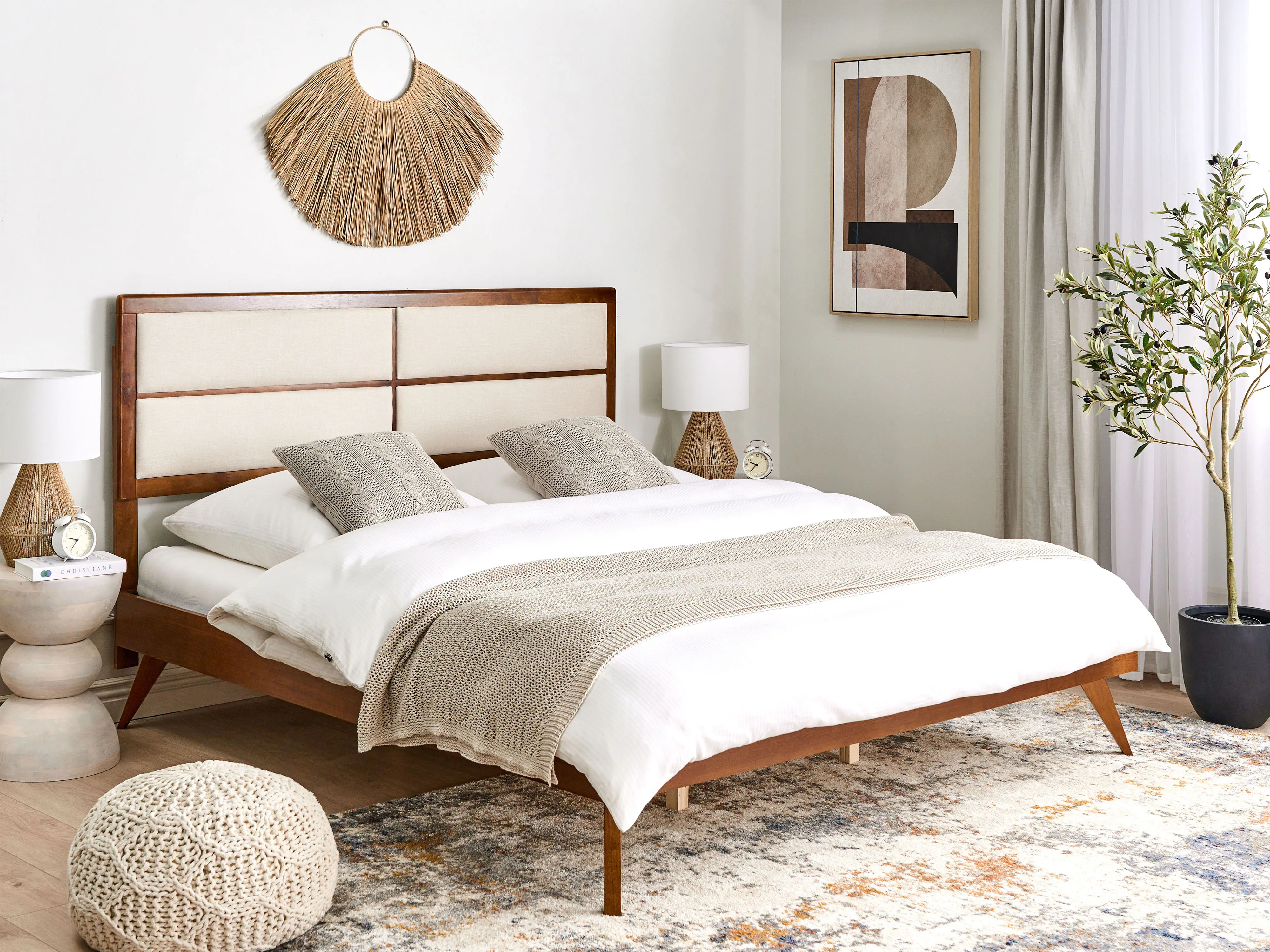 Bed POISSY 180 x 200 cm (EU Super King) Dark Ash Wood