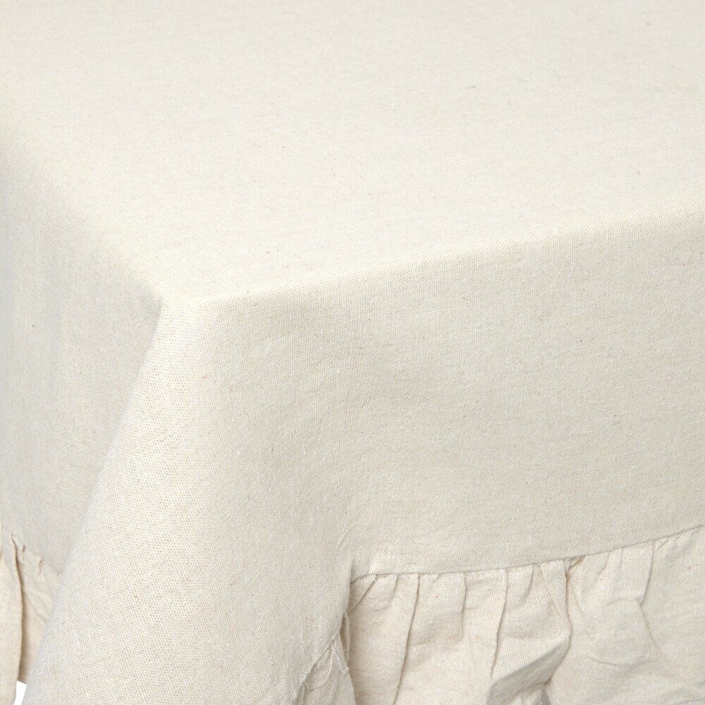 Nappe rectangulaire à volants coton gaufré beige 140x250cm