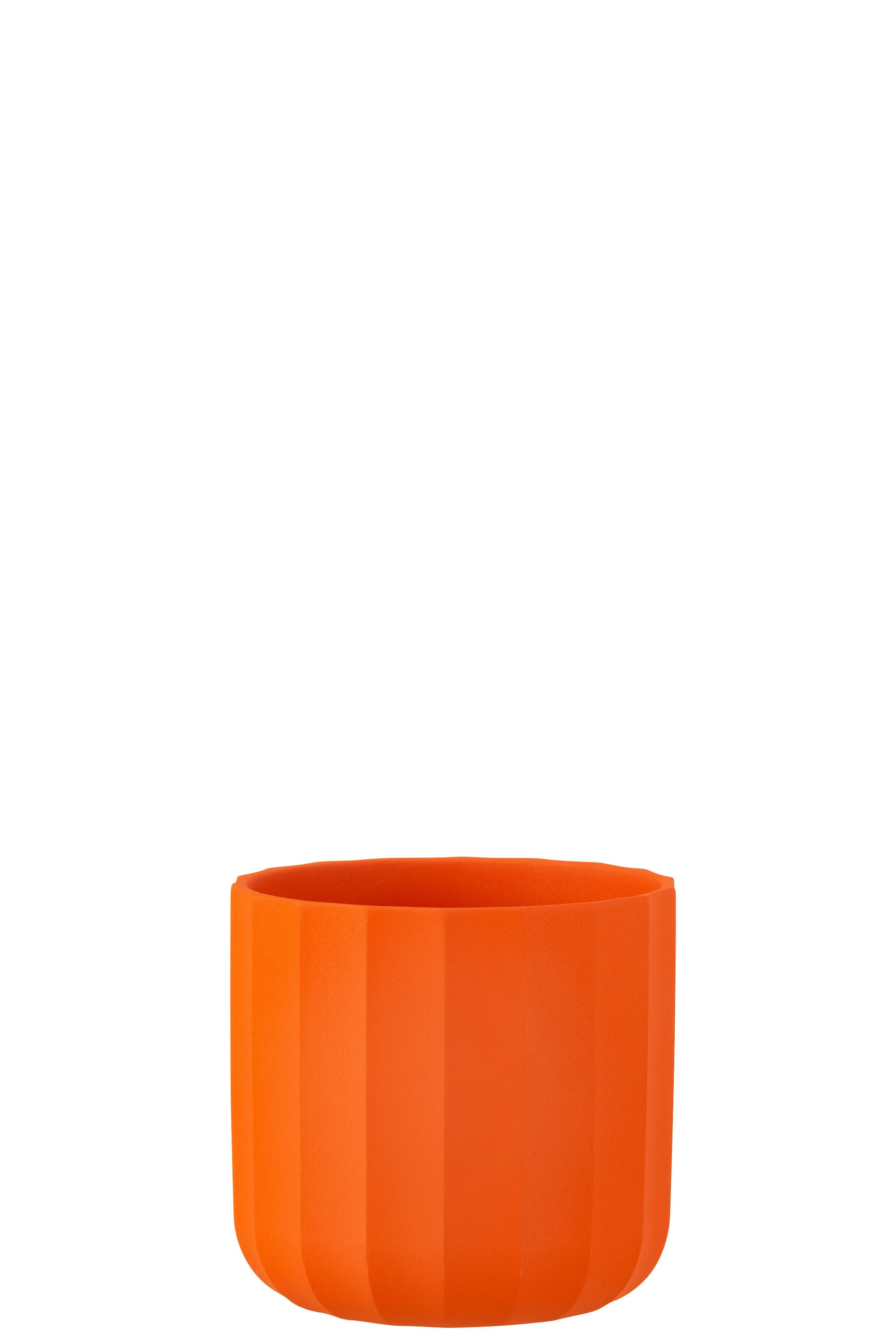 J-Line bloempot Summer - keramiek - oranje - medium - 2 stuks - Ø 15 c