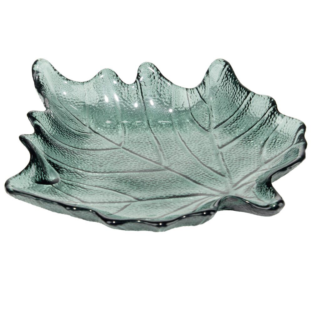 Coupelle forme feuille verre transparent 21,5x20,5xH3cm