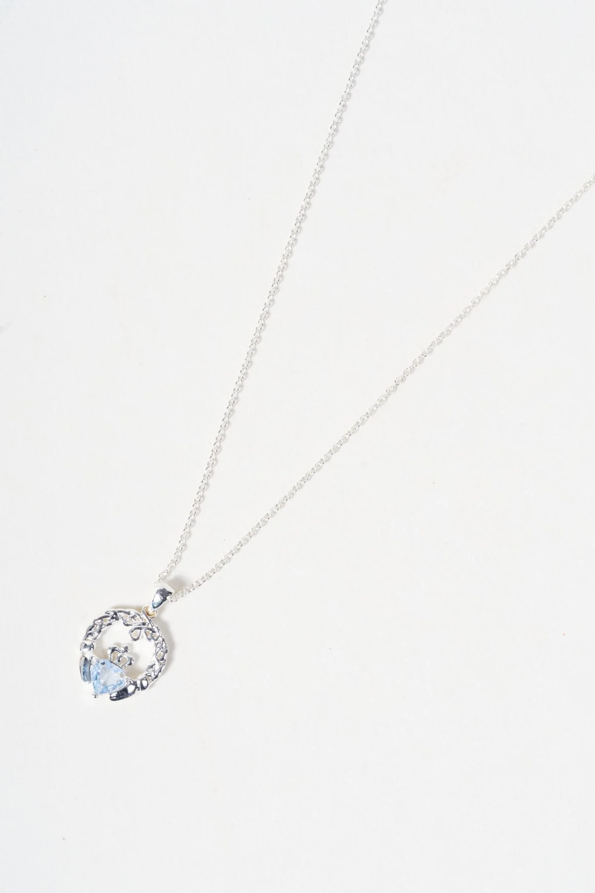 Sapphire Stone Claddagh Pendant Necklace