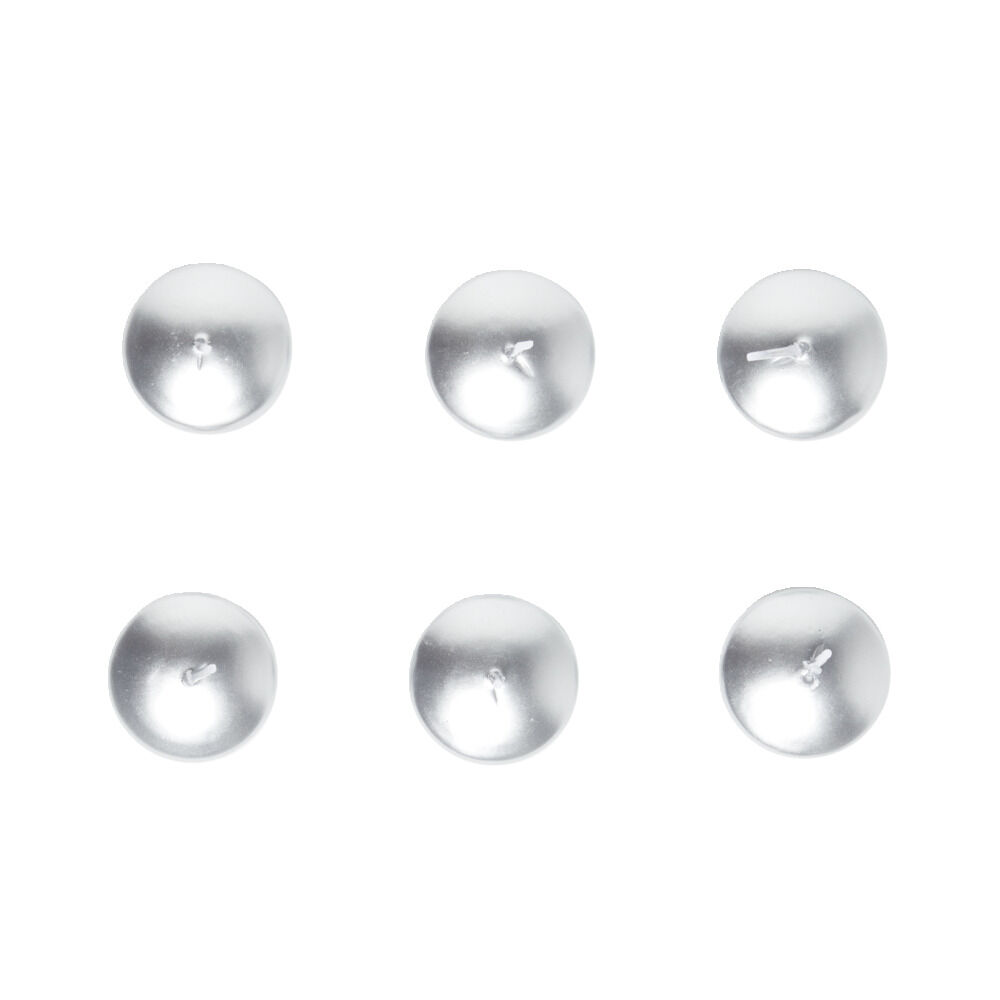Lot de 6 bougies flottantes cire argentée Ø4,5cm