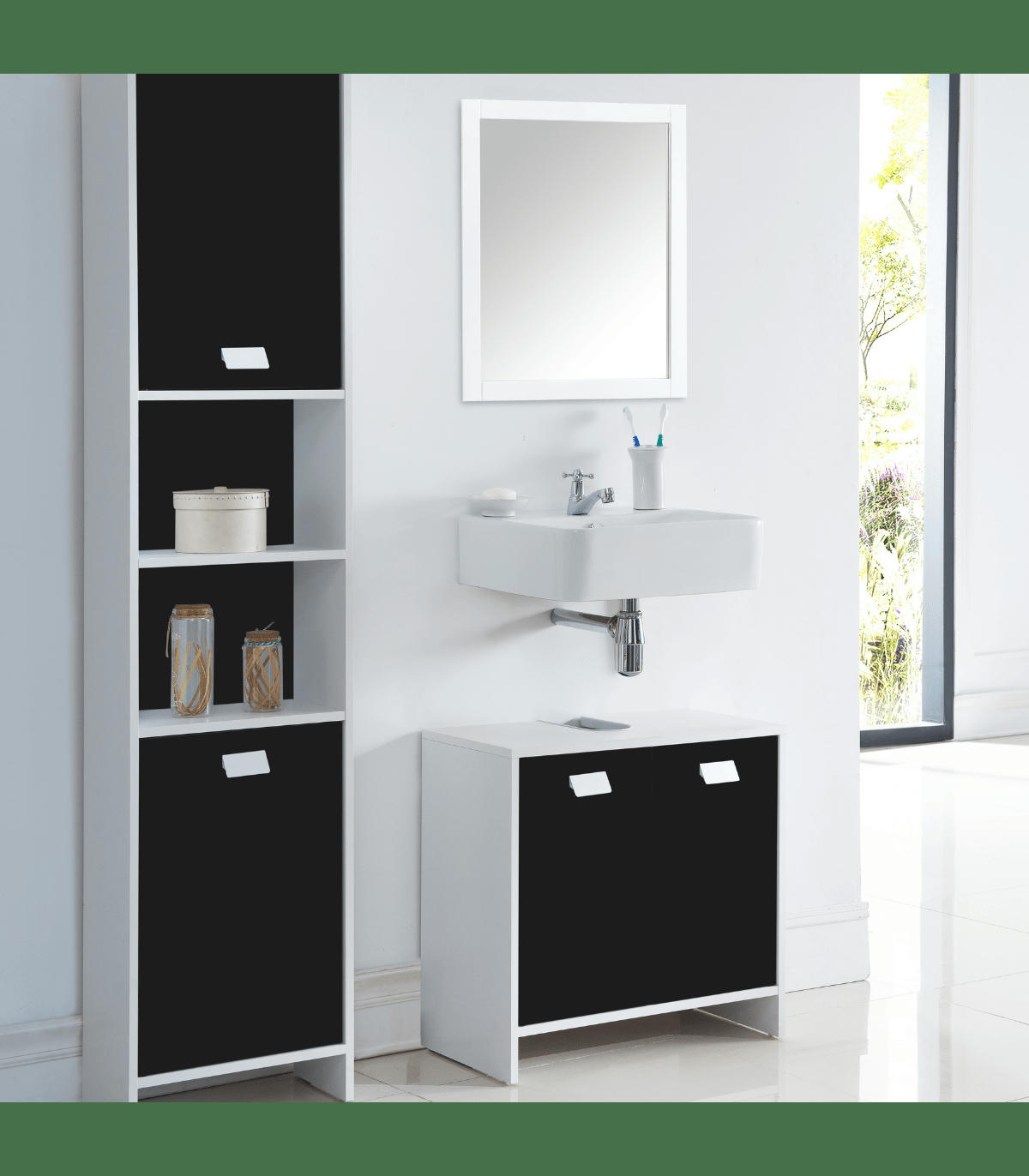 - Meuble sous Vasque 2 Portes - L60 cm - Noir