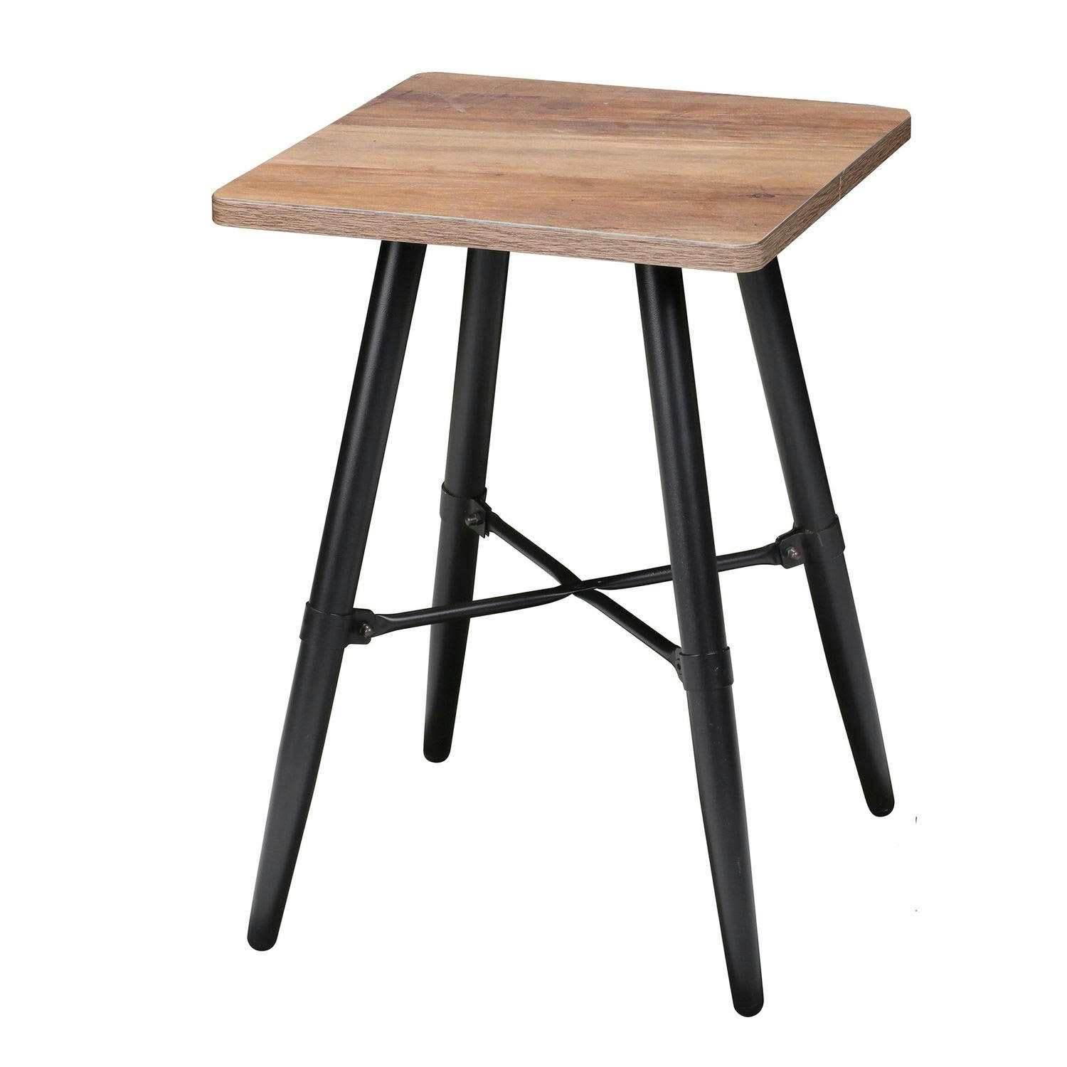 HAMPTON - Table d'appoint / bout de canapé métal noir et bois - 40x40x50cm