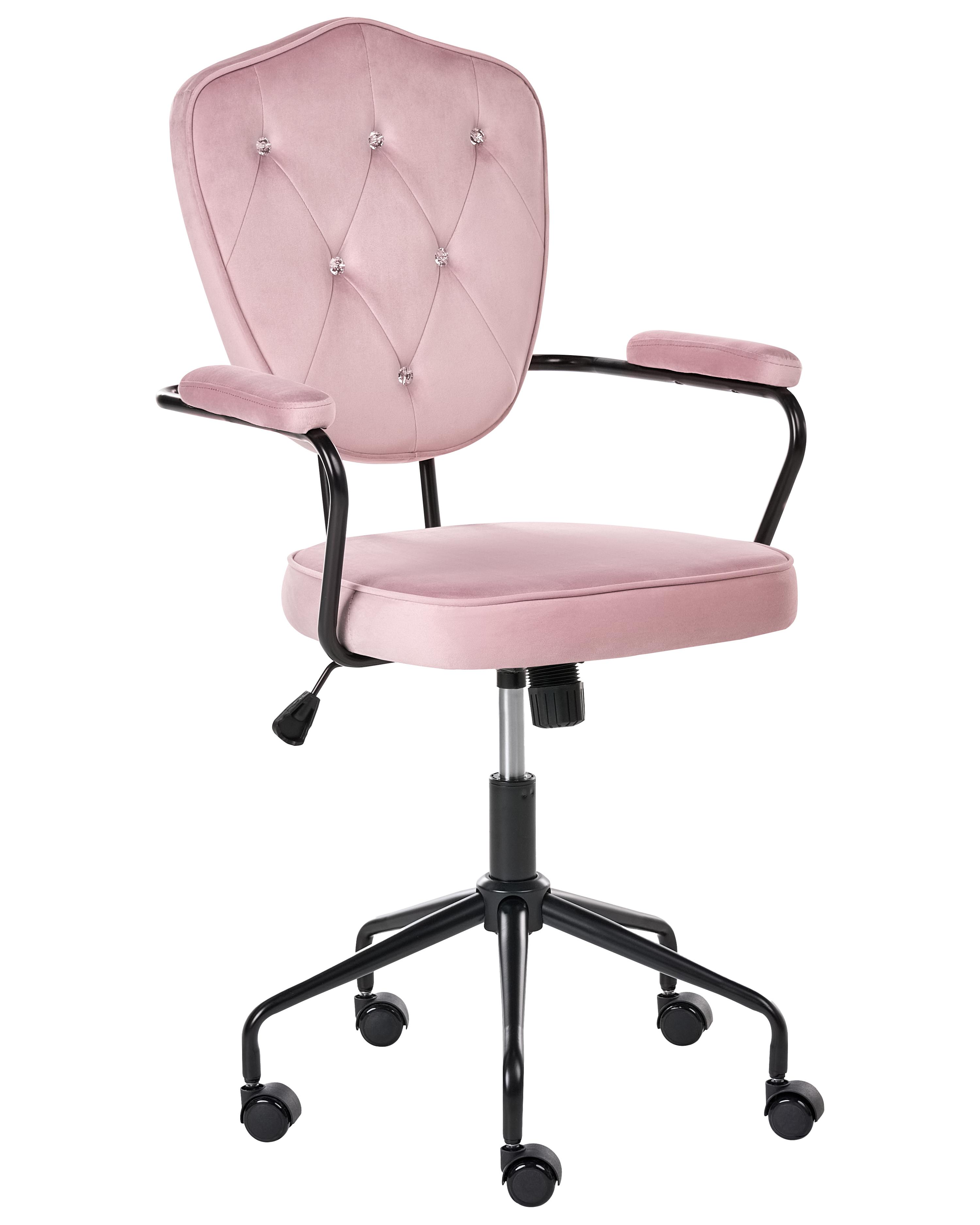 Desk Chair VELISSE Velvet Pastel Pink