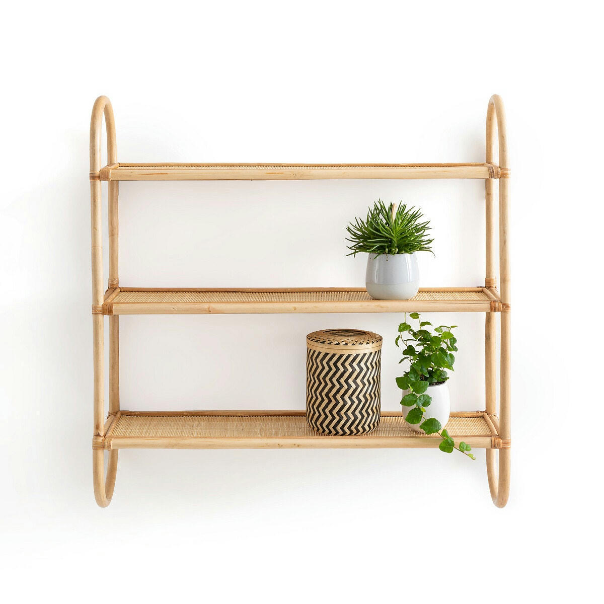 Etagère murale triple en rotin L60 cm, Malu