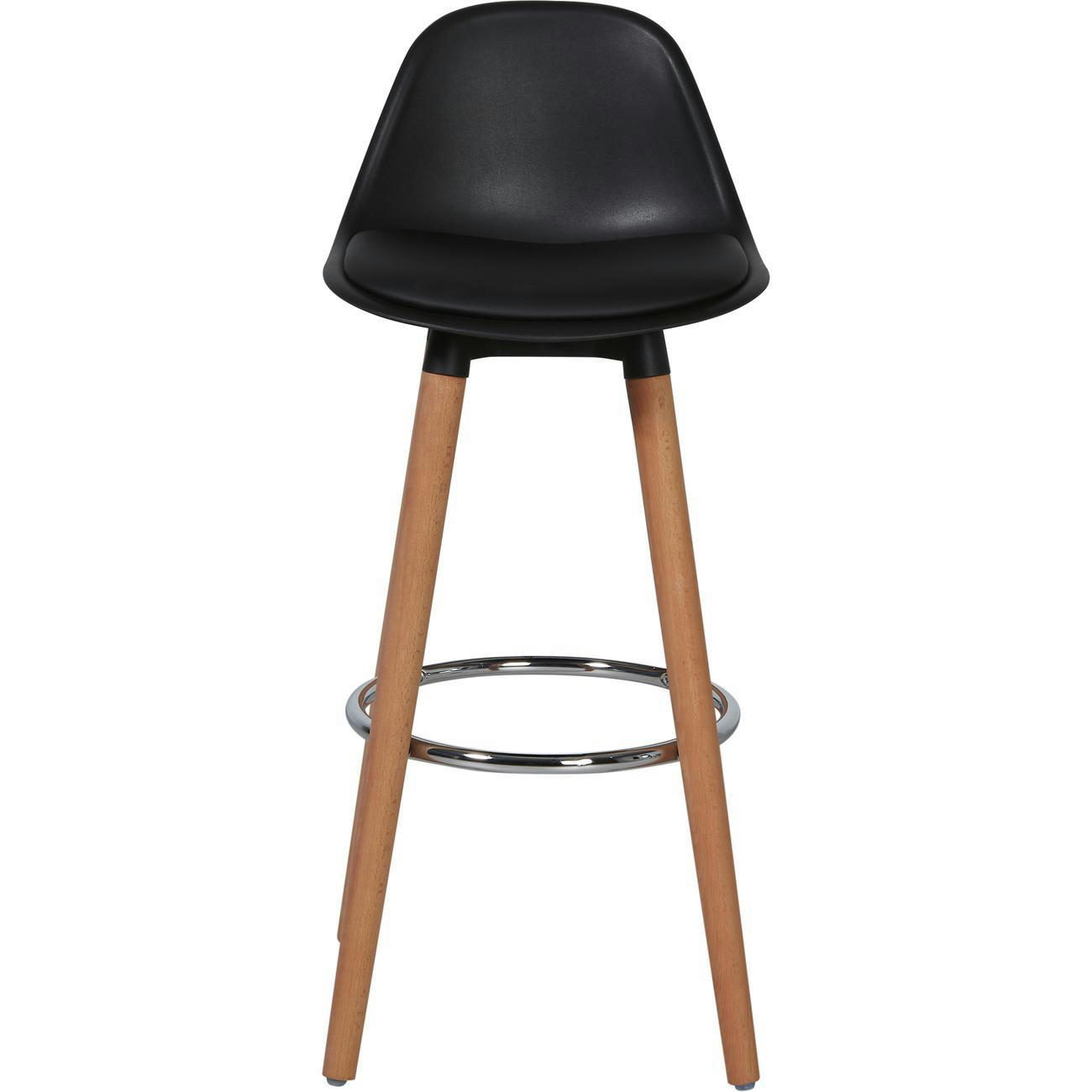 PAGGO - Lot de 2 - Tabouret De Bar assise plastique dur abs noir pieds metal