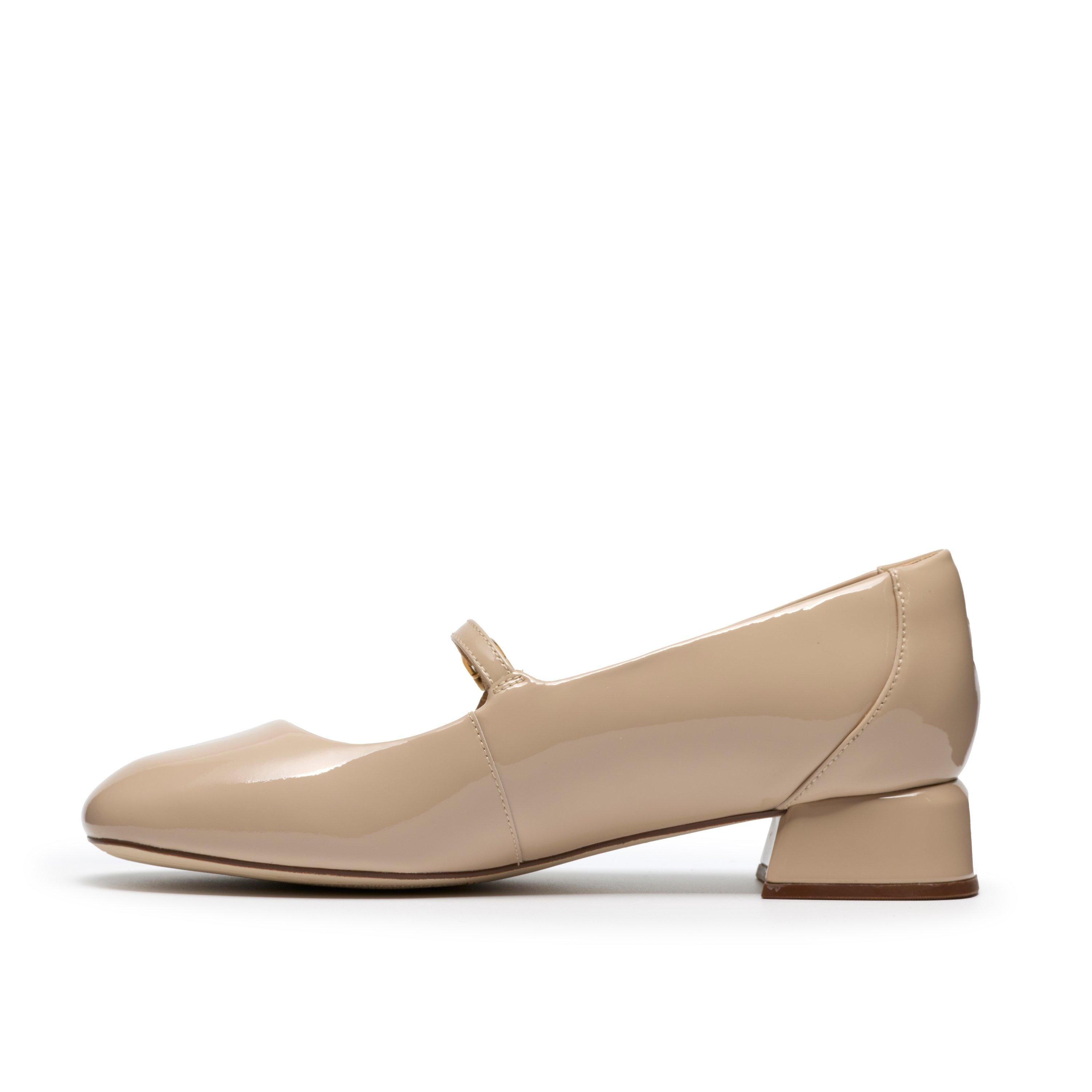 Clarks Daiss30 Bar Beige Patent Court Shoes,Mary Jane