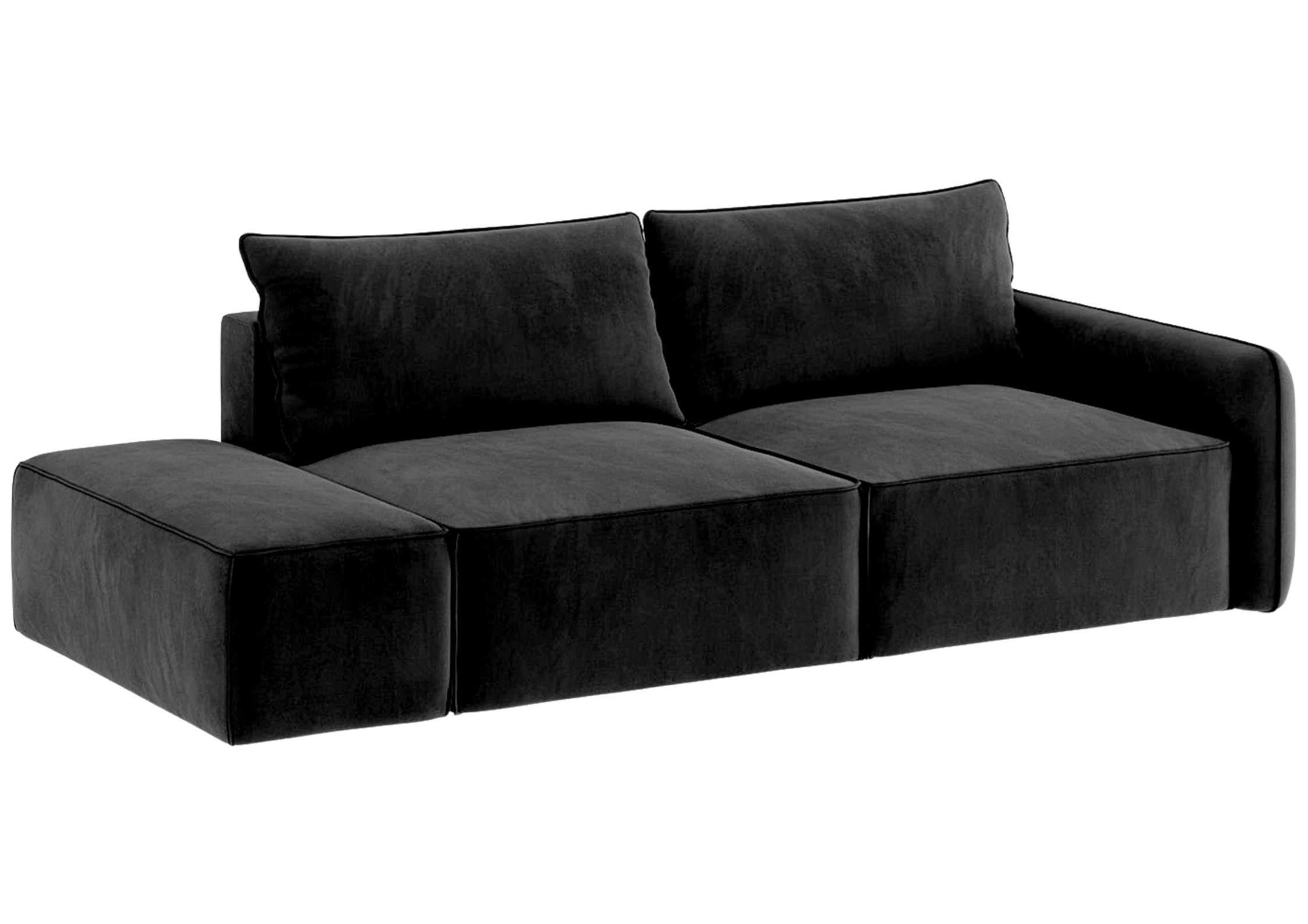 Sofa Rozkładana Lewostronna Trzyosobowa VINCI 2 Czarna z Funkcją Spania