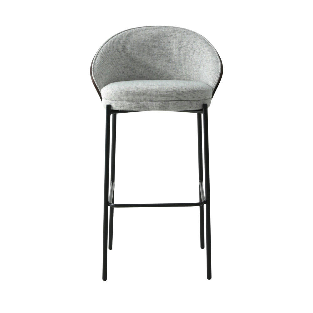 CANELAS - Lot de 2 chaises de bar en tissu et métal 76,5cm gris clair