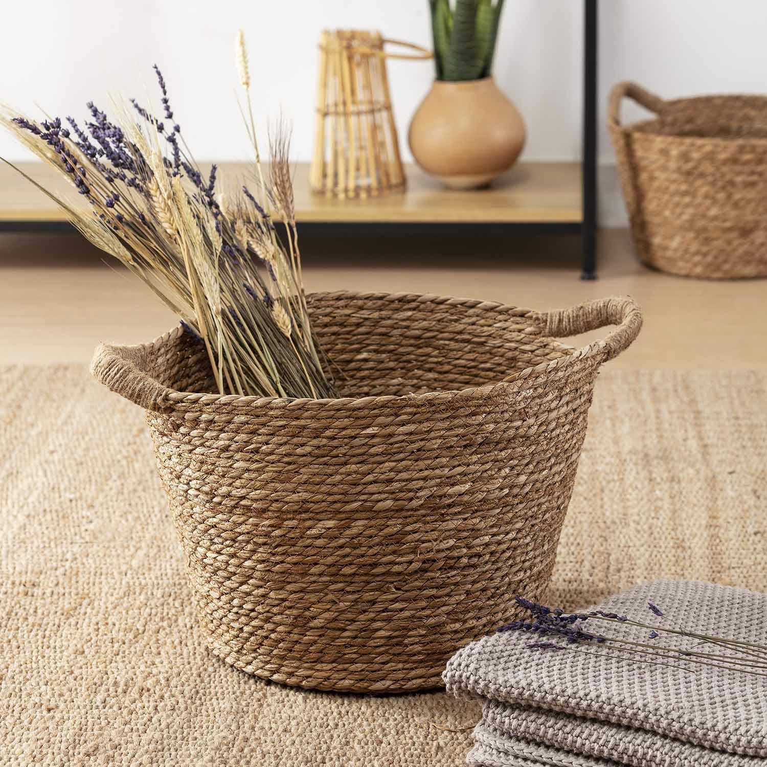 ICIA - Set de 3 paniers fibre naturelle avec anses