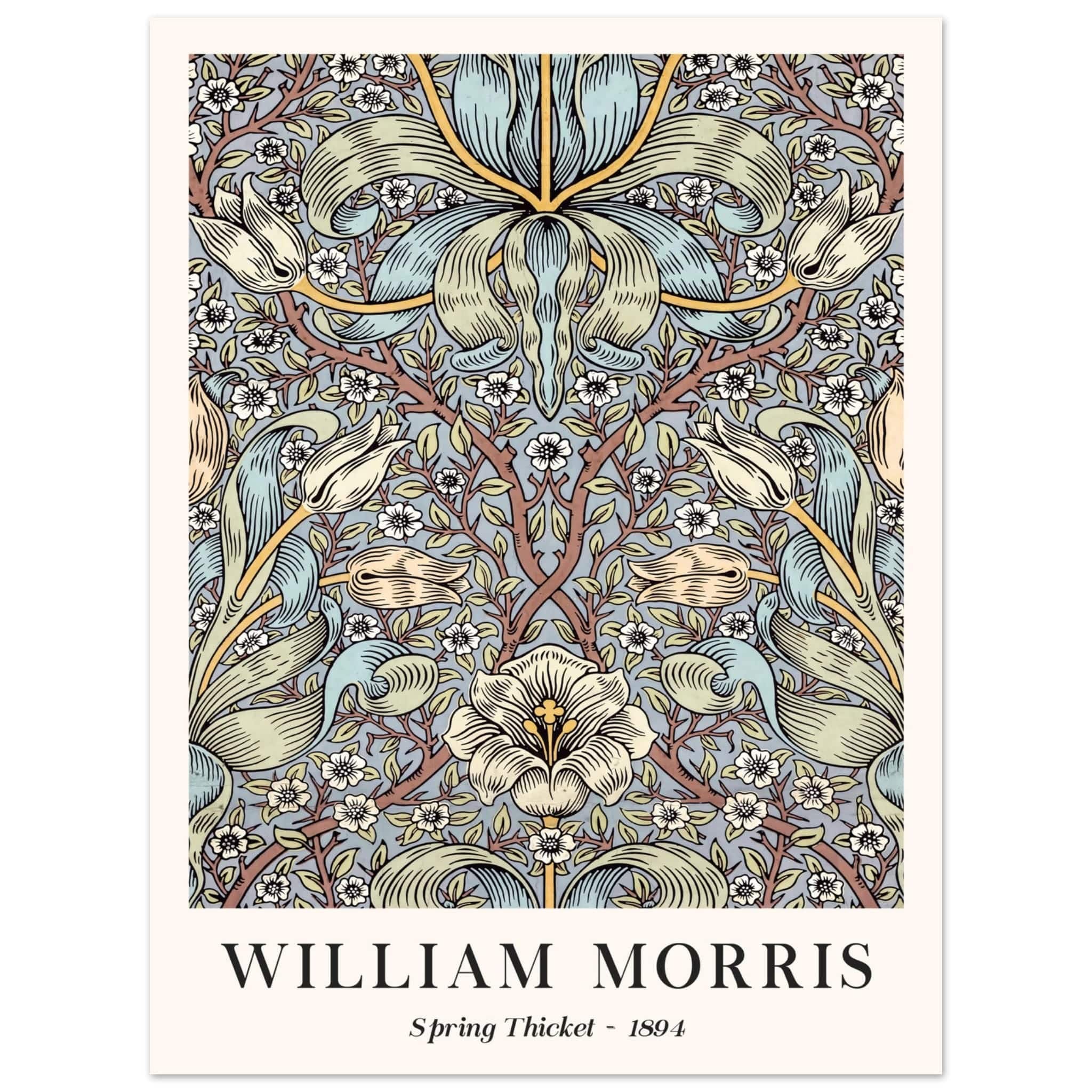 Artfulprints Poster William Morris - Spring thicket 1884  - 30x40 cm - Blauw