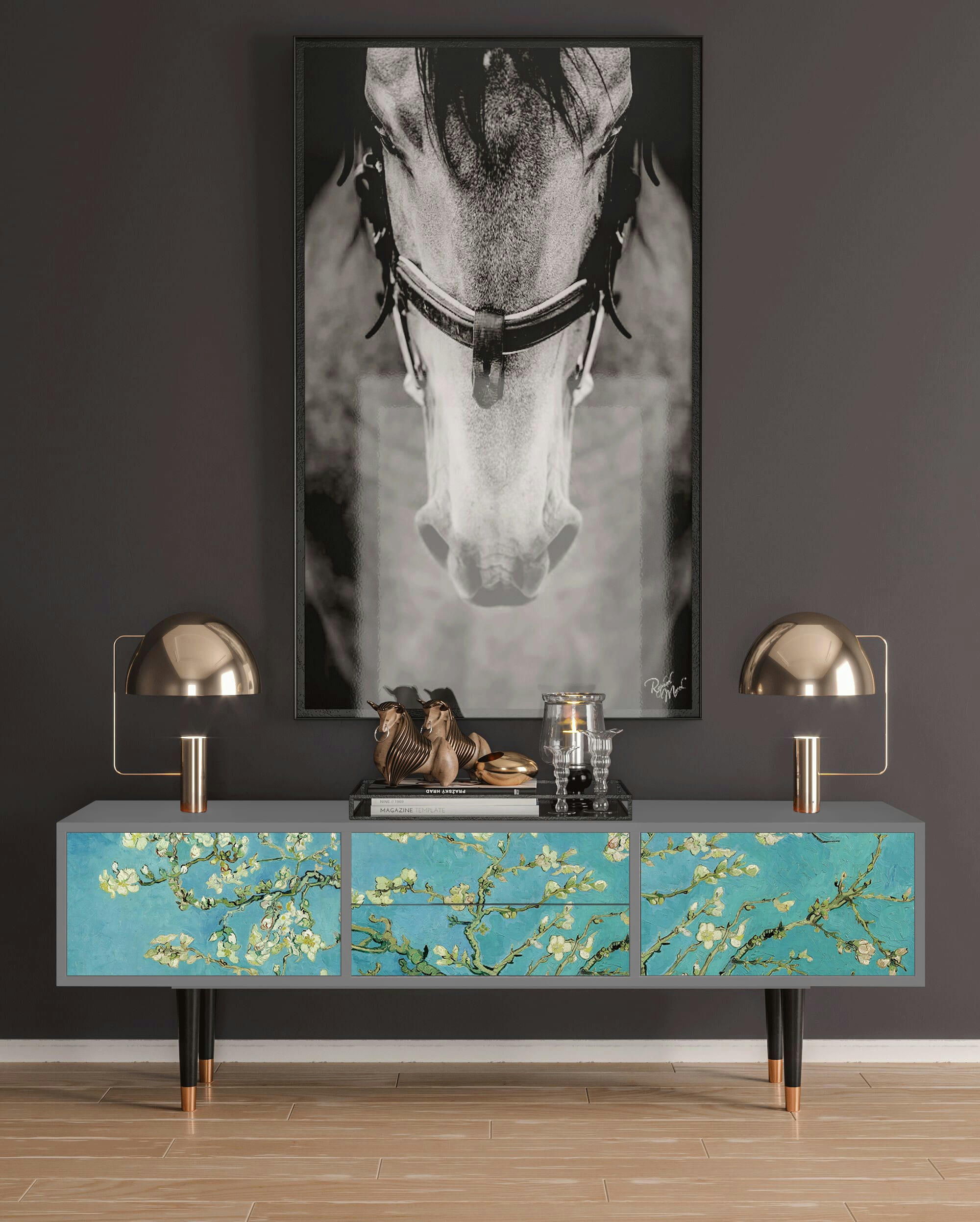 ALMOND BLOSSOM BY VAN GOGH - Meuble TV  bleu 2 tiroirs et 2 portes L 170 cm