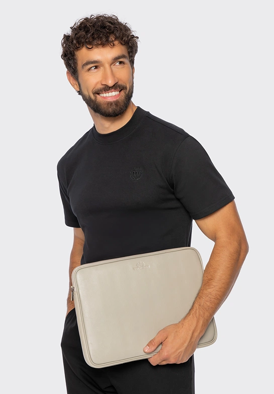 Pokrowiec na laptopa 15,6” ze skóry naturalnej beżowy
