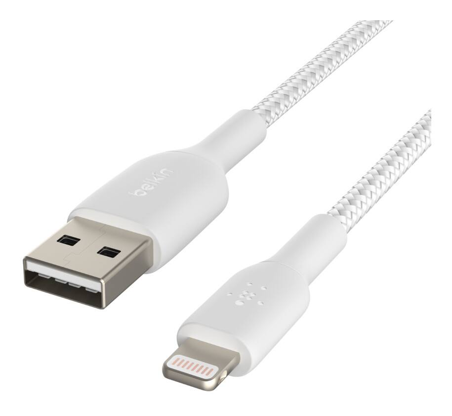 Belkin iPhone USB-A Cable with Lightning Connector, White, 1-ft