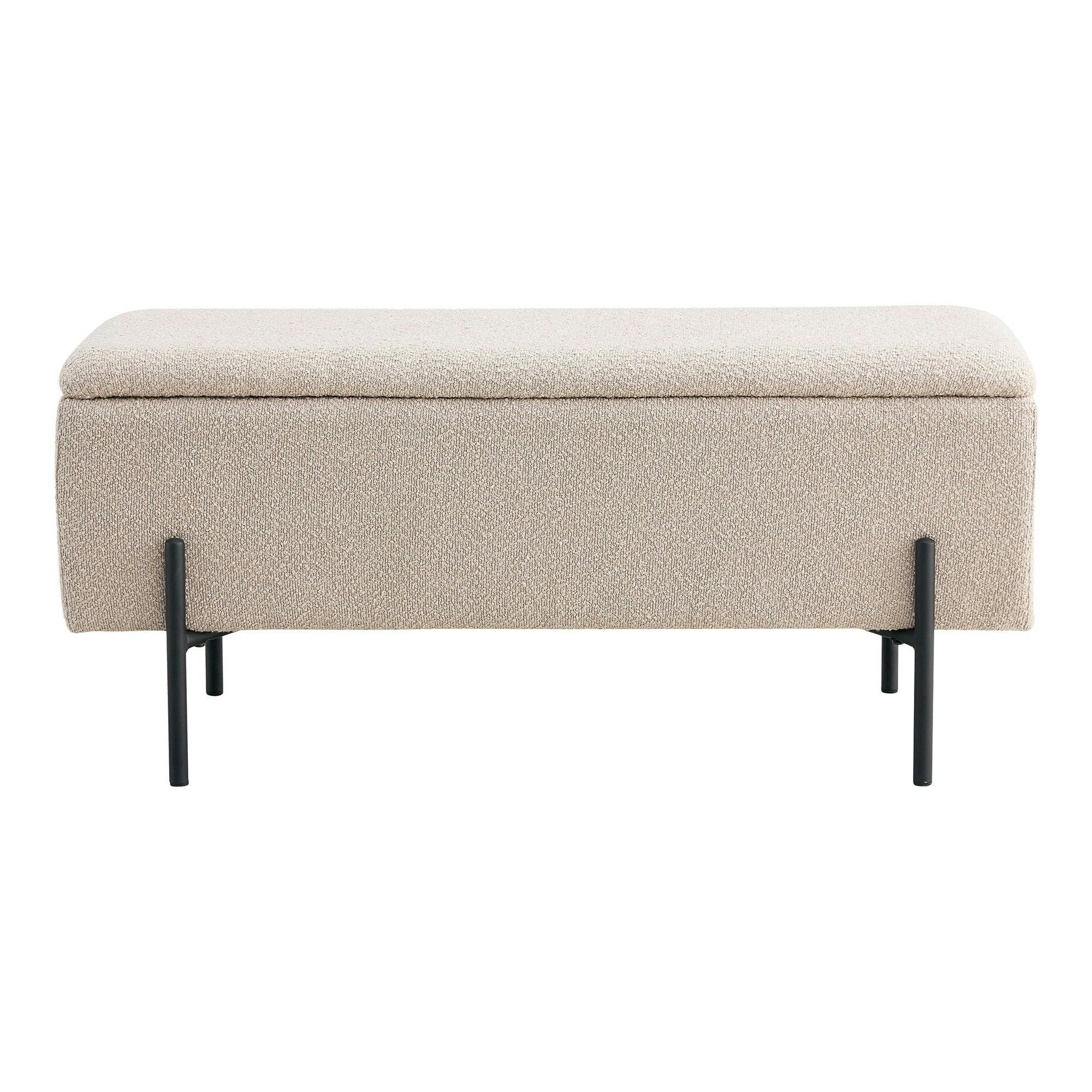 Banc coffre beige en tissu bouclette BRUGES