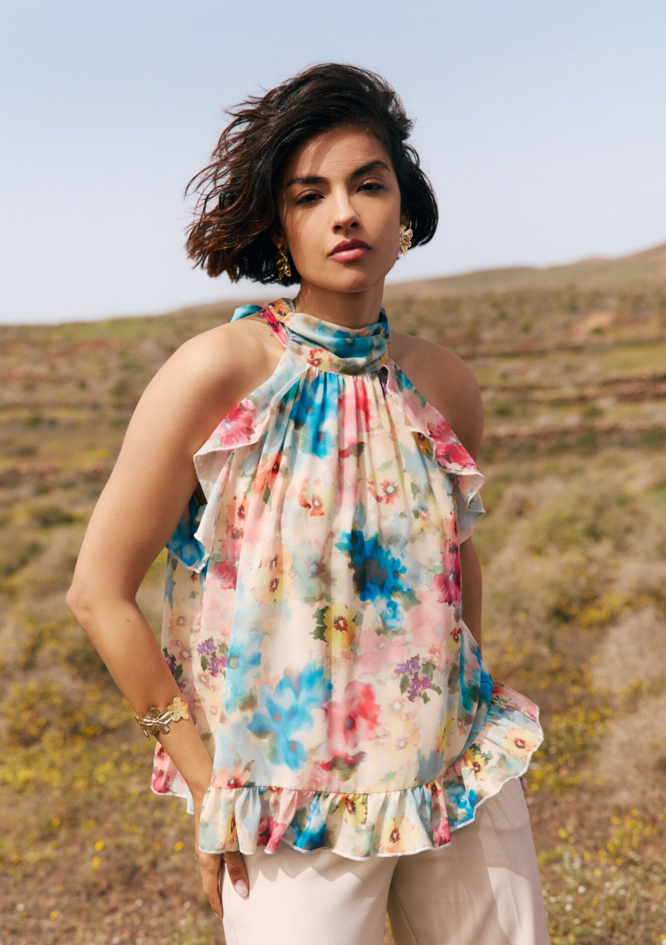 Blouse met gedrapeerde hals