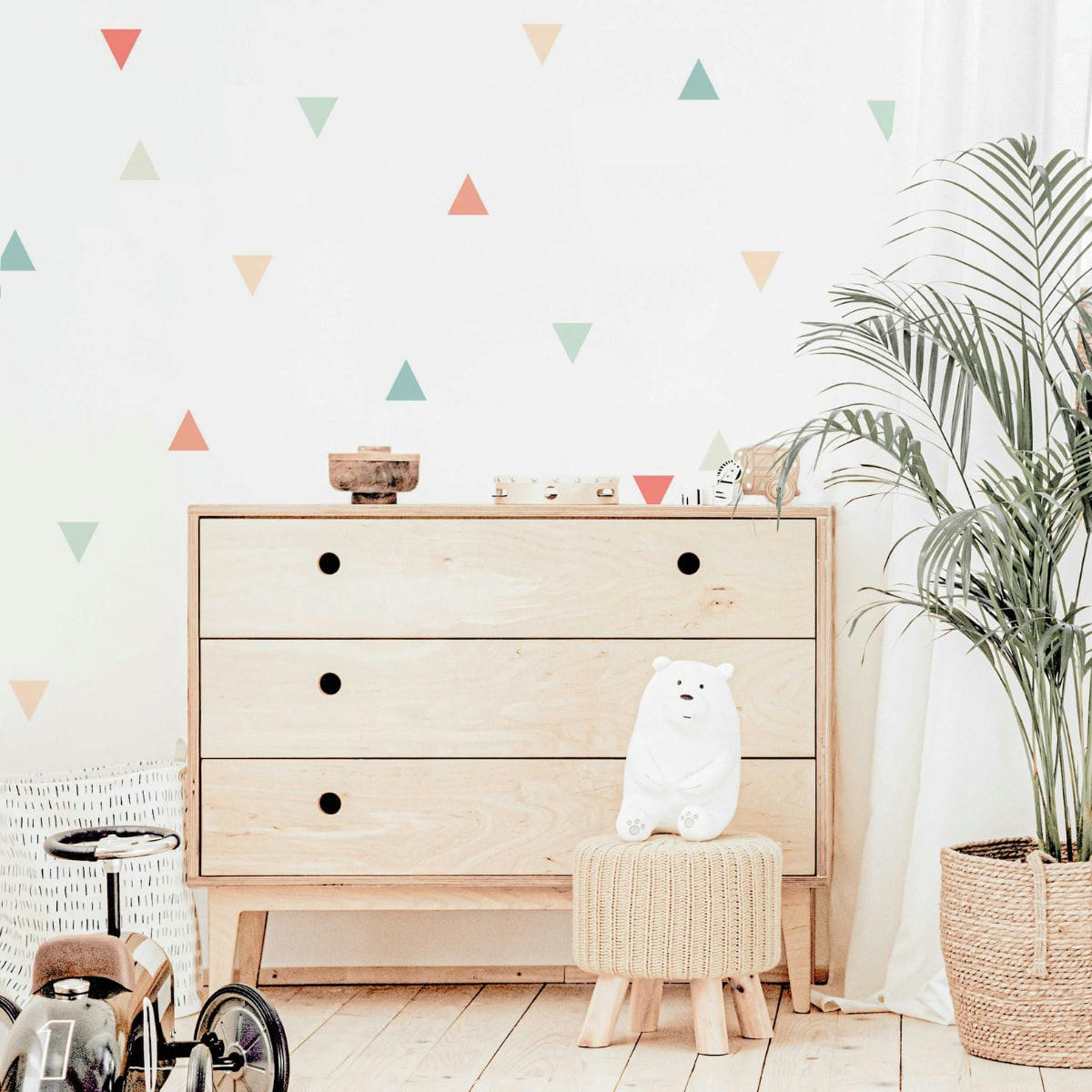 TRIANGLES1 - Stickers muraux en vinyle triangles pêche et vert