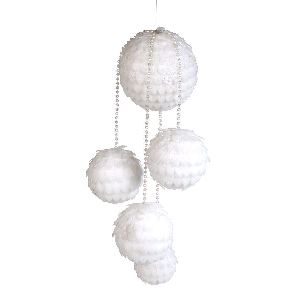 Suspension 5 boules de Noel blanches