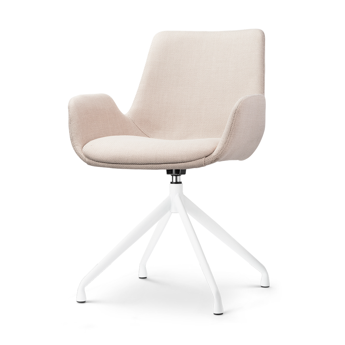 Nolon Nola-Eef Eetkamerstoel Beige - Draaibaar Wit Onderstel