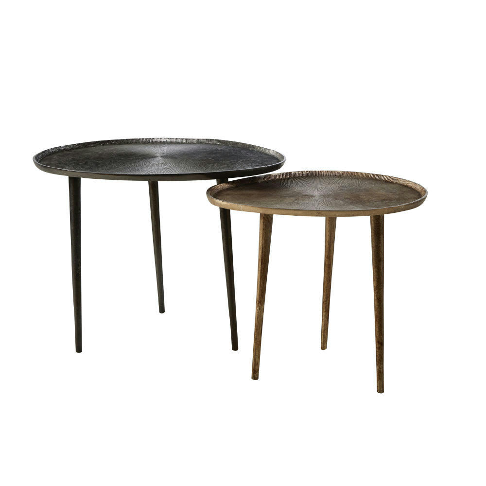 BENONI - Bouts de canapé en aluminium noir et bronze (x2)