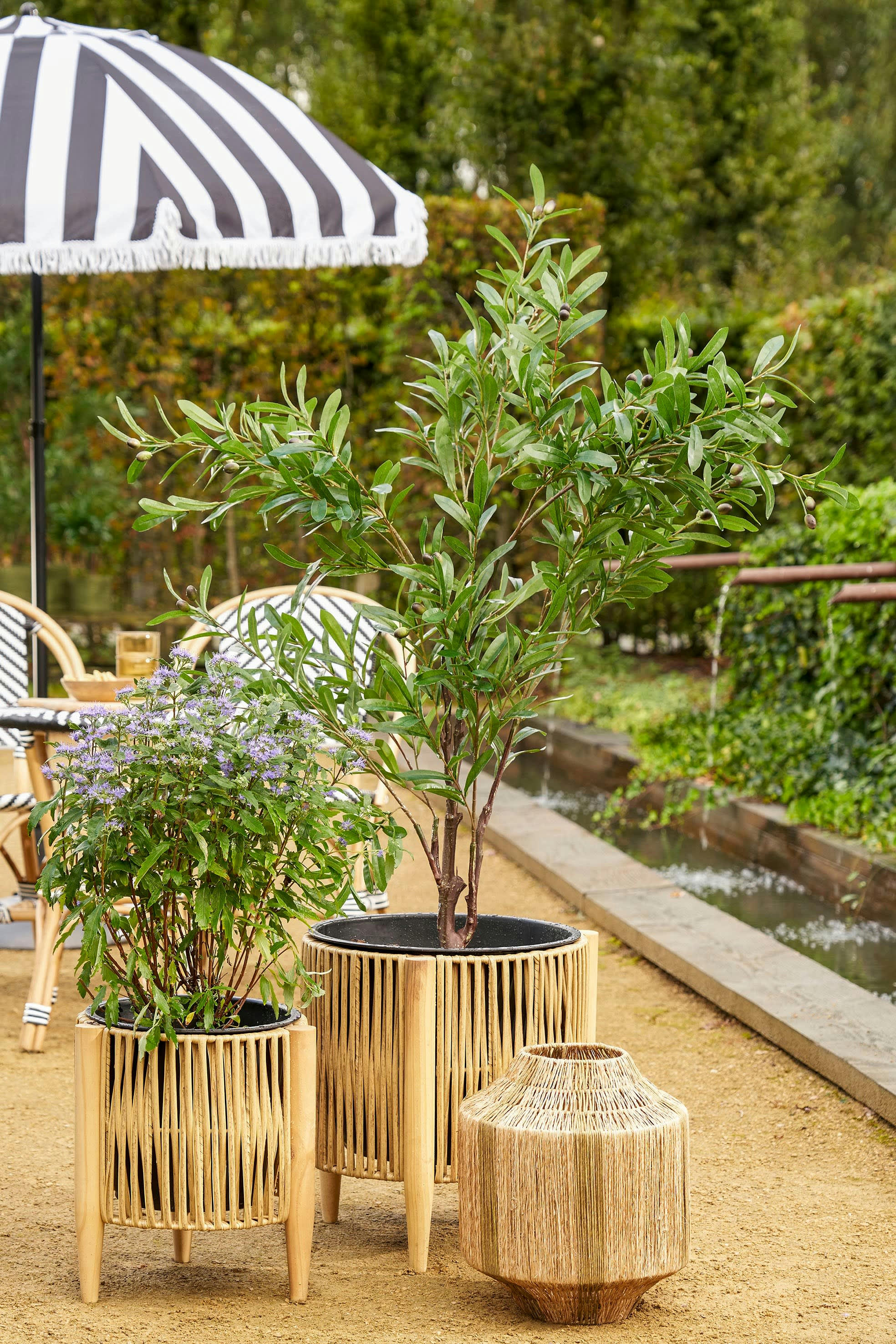 LILIANO - Lanterne en jute vert foncé H36