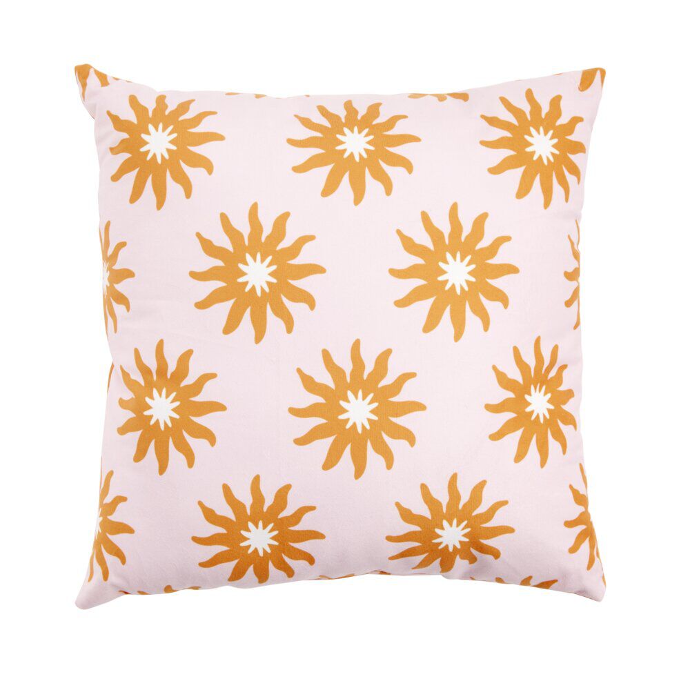 Coussin carré Indie motif soleil 40x40cm (2 modèles rose ou bleu)