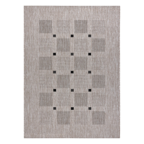 DYWAN SZNURKOWY SIZAL FLOORLUX 20079 kwadraty srebrny / czarny 60x110 cm