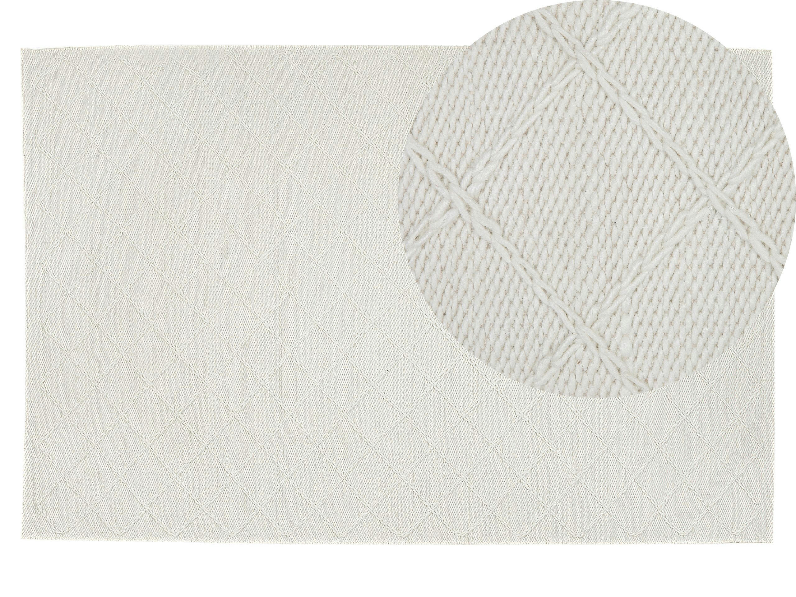 ELLEK - Tapis en tissu blanc 200x140cm