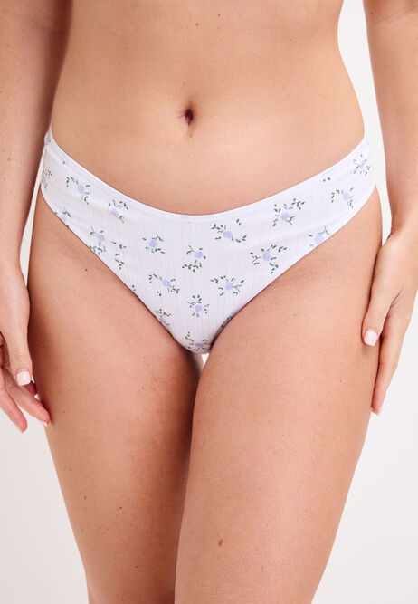 Womens 3pk Lilac Ditsy Print Seam Free Thongs