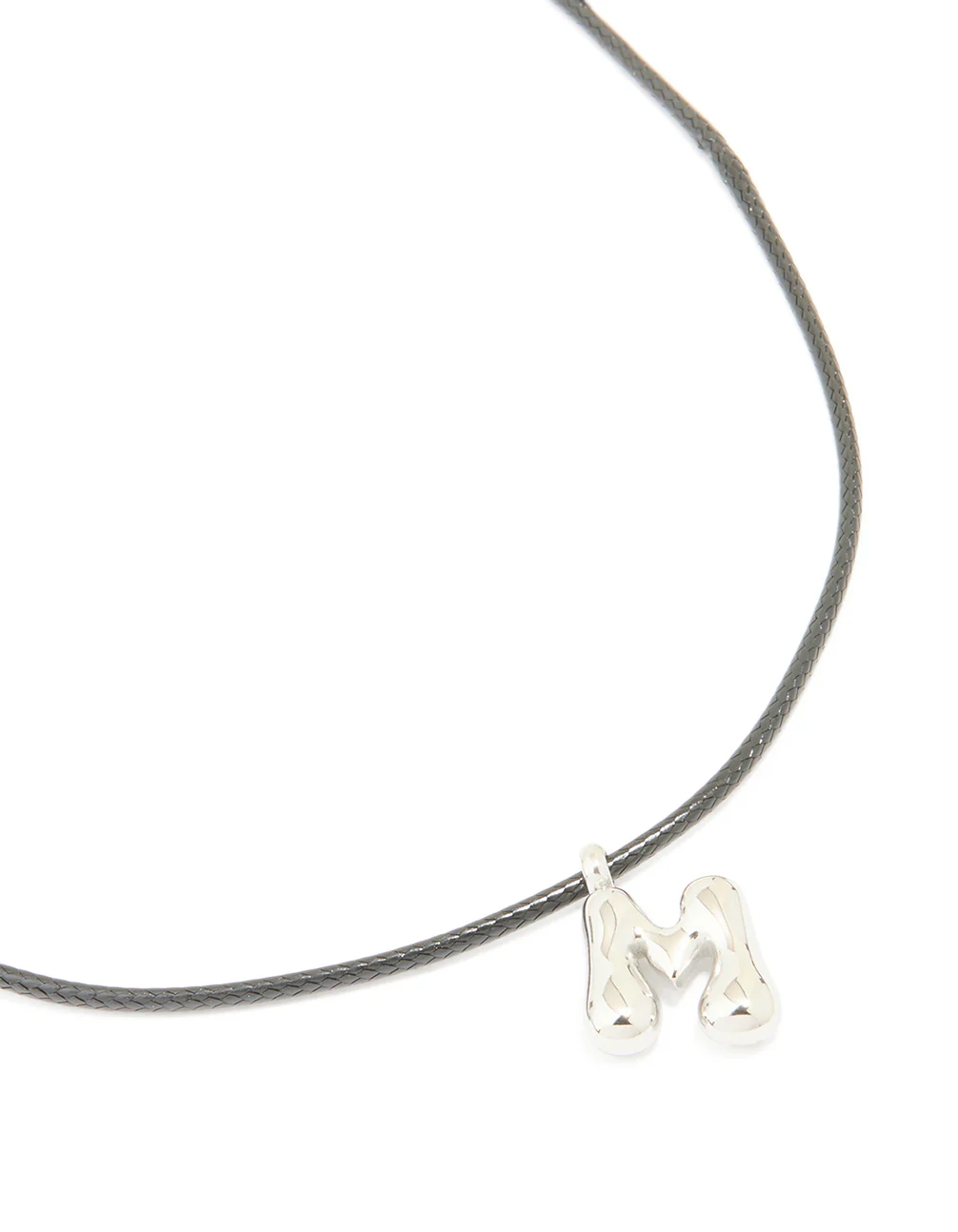 Waterproof Stainless Steel Large Bubble Letter M Cord Necklace