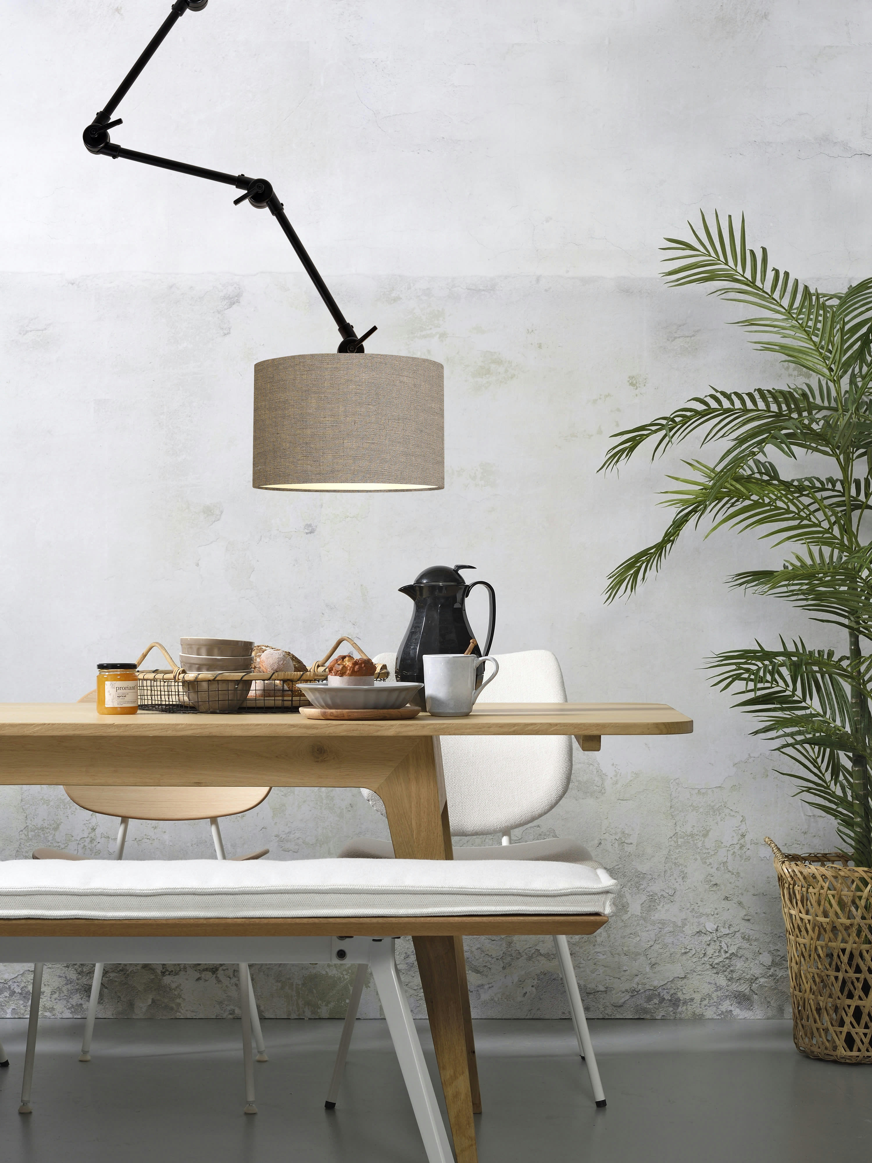 AMSTERDAM - Applique 3 bras et abat-jour gris L100cm